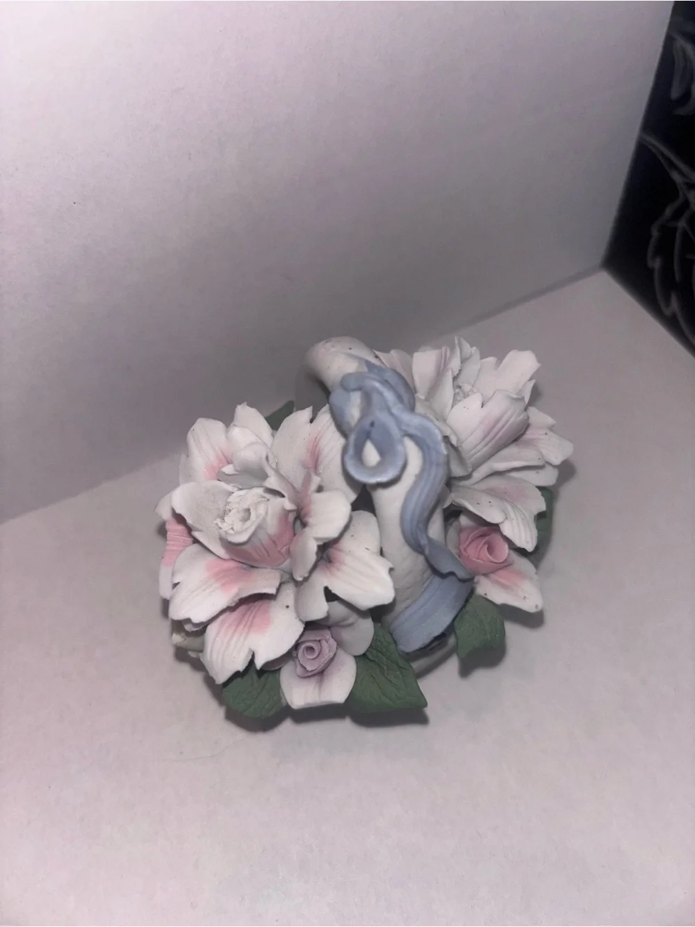 Porcelain Pink and White Floral Candle Holder